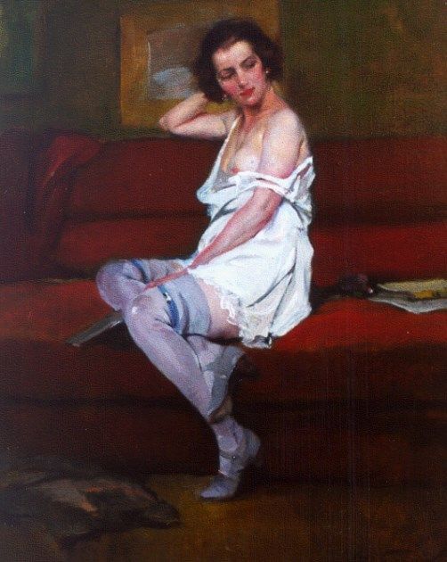 Woman on the Sofa by Jean Leon Henri Gouweloos,A3(16x12")Poster