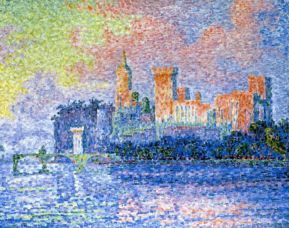 Evening, Avignon (Château des Papes), vintage artwork by Paul Signac, 12x8" (A4) Poster