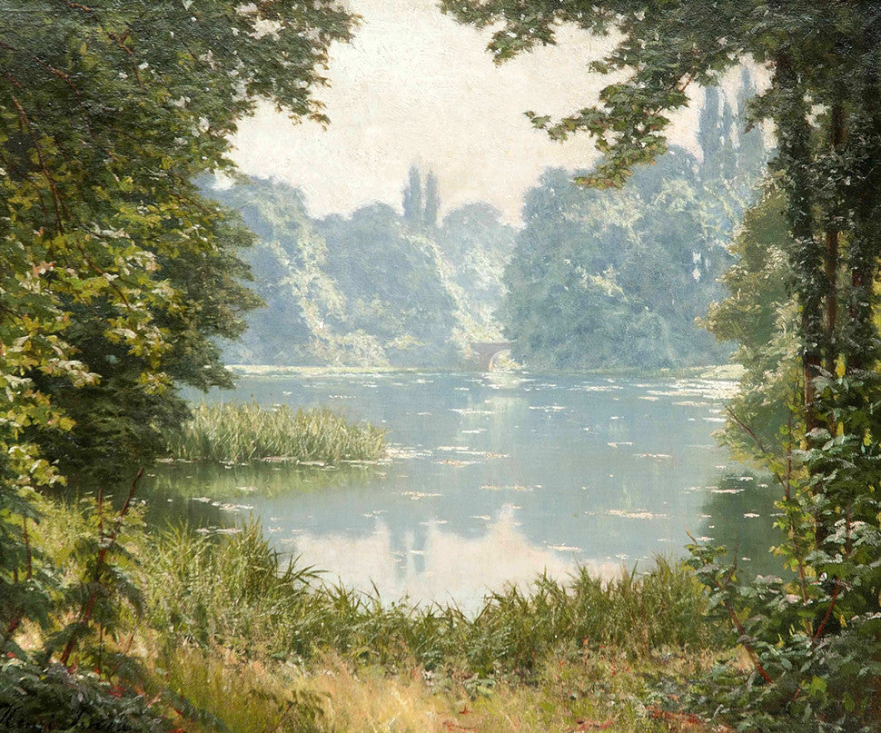 A Summer's Day on the Lake, vintage artwork by Henri Biva, 12x8" (A4) Poster