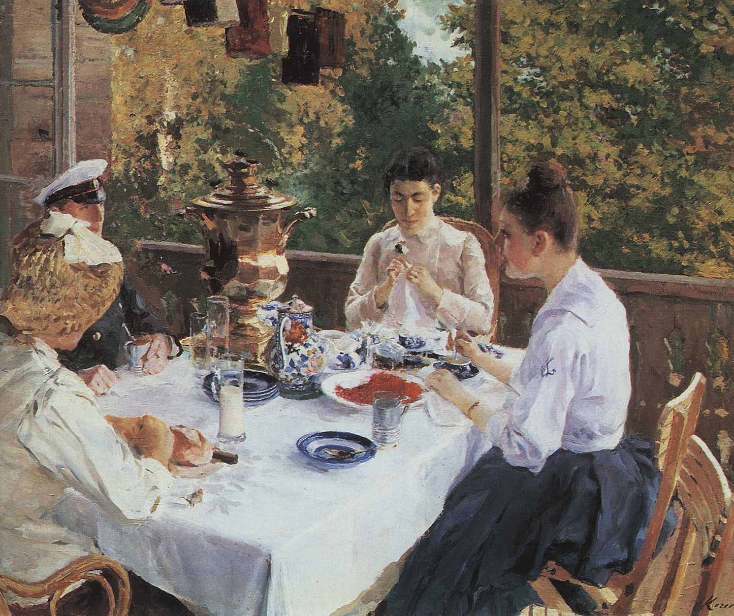 At a Tea Table. by Constantin Alexeevich Korovin,A3(16x12")Poster