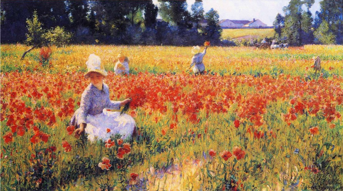 Coquelicots (Poppies), vintage artwork by Robert Vonnoh, 12x8" (A4) Poster