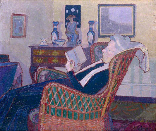 Interior with Artist's Mother, vintage artwork by Harold Gilman, 12x8" (A4) Poster