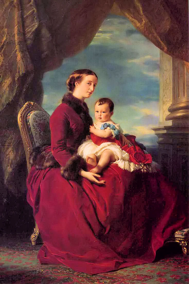The Empress Eugenie Holding Louis Napoleon, vintage artwork by Franz Xavier Winterhalter, A3 (16x12") Poster Print