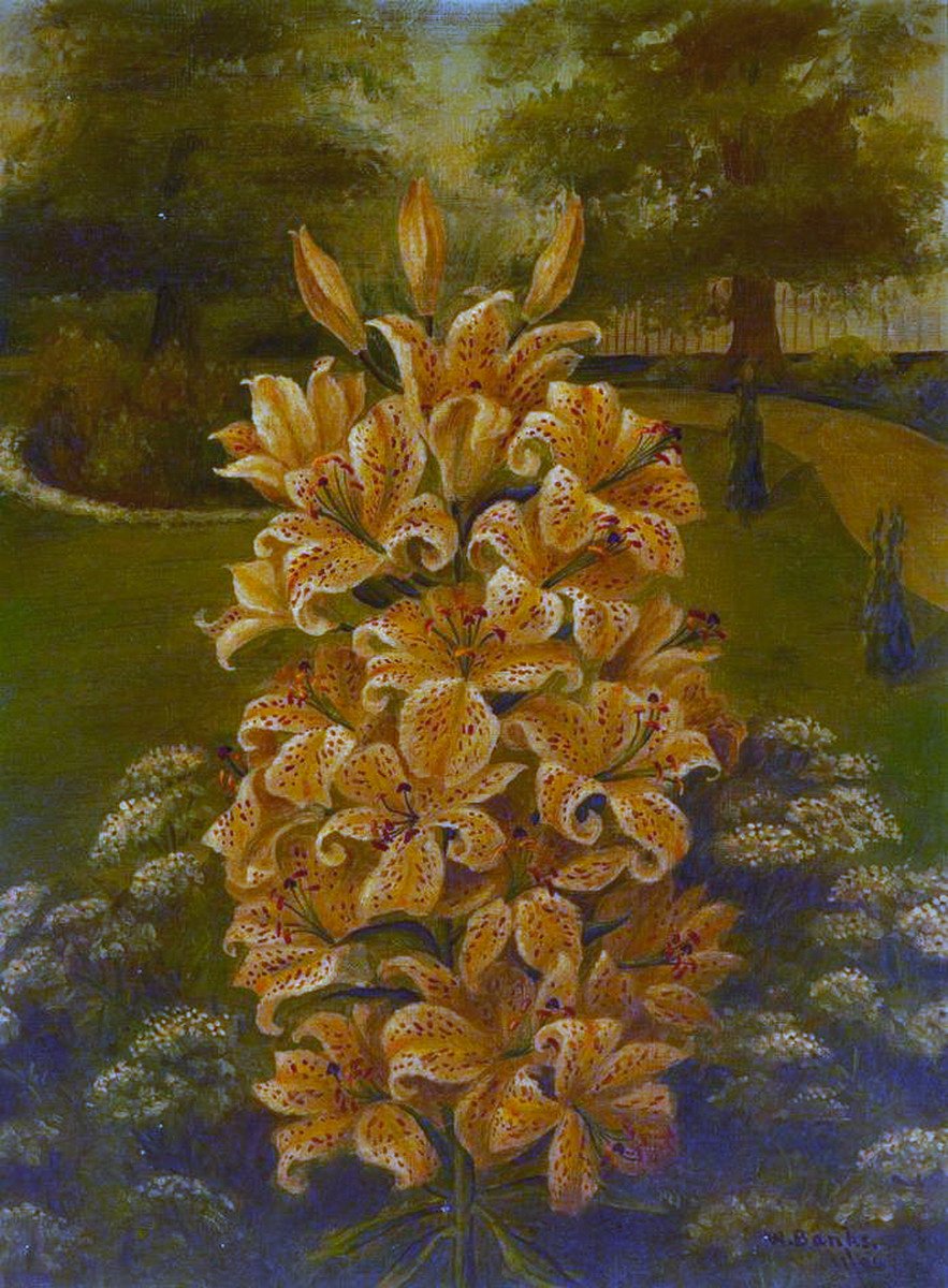 Dulwich Library Gardens, vintage artwork by Henry William Banks Davis, R.A., 12x8" (A4) Poster