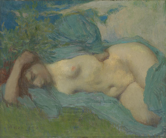 Woman Resting, vintage artwork by Edmond-François Aman-Jean, 12x8" (A4) Poster