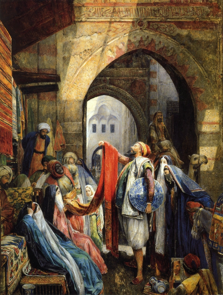 A Cairo Bazaar, The Dellal, vintage artwork by John Frederick Lewis, RA, A3 (16x12") Poster Print