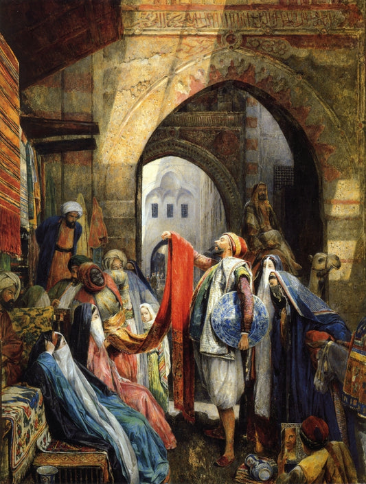 A Cairo Bazaar, The Dellal, vintage artwork by John Frederick Lewis, RA, A3 (16x12") Poster Print