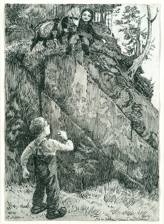 Bj. Bjornson, Scene from 'A Happy Boy" (3), vintage artwork by Nicolai Astrup, 12x8" (A4) Poster