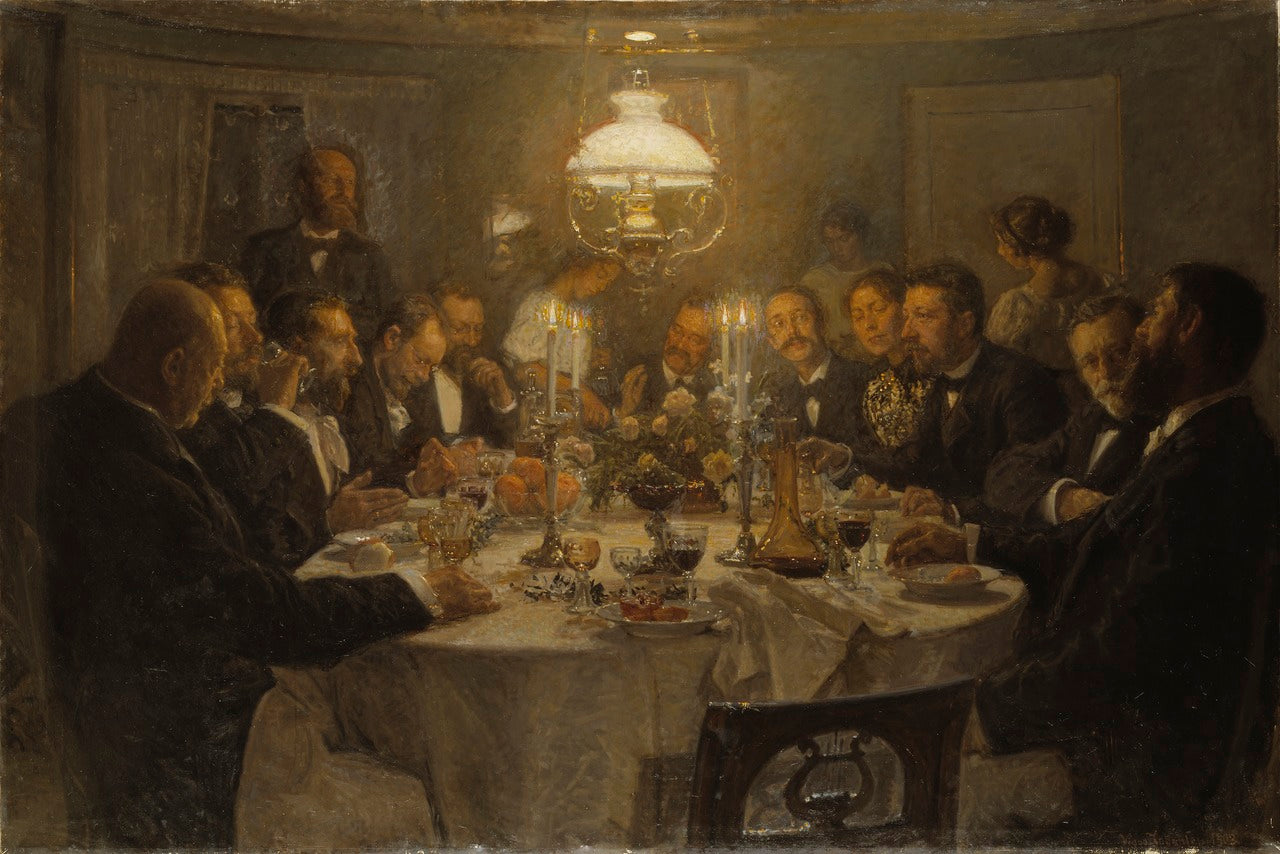 Artists' Gathering, vintage artwork by Viggo Johansen, 12x8" (A4) Poster