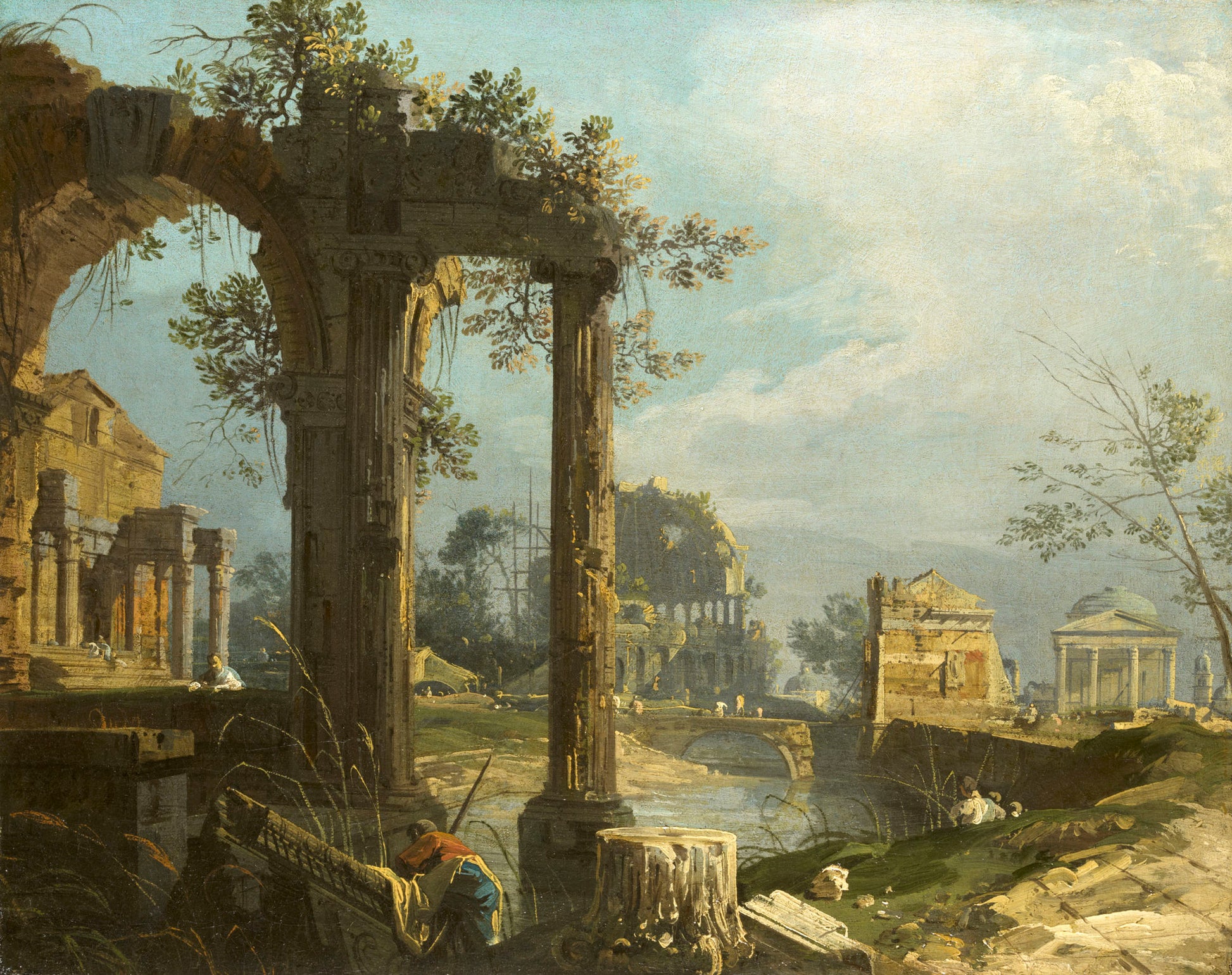 A Caprice:  View with Ruins, vintage artwork by Canaletto, 12x8" (A4) Poster