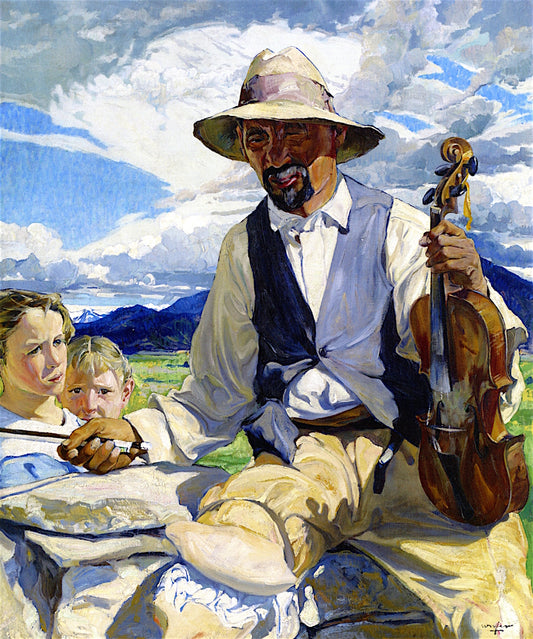 The Fiddler of Taos, vintage artwork by Walter Ufer, 12x8" (A4) Poster