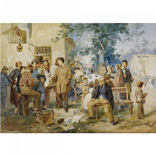 The Bulletin Villafranca, vintage artwork by Domenico Induno, A3 (16x12") Poster Print