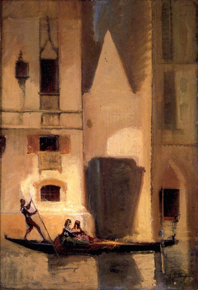 In Gondola, Carnevale, vintage artwork by Federico Faruffini, 12x8" (A4) Poster