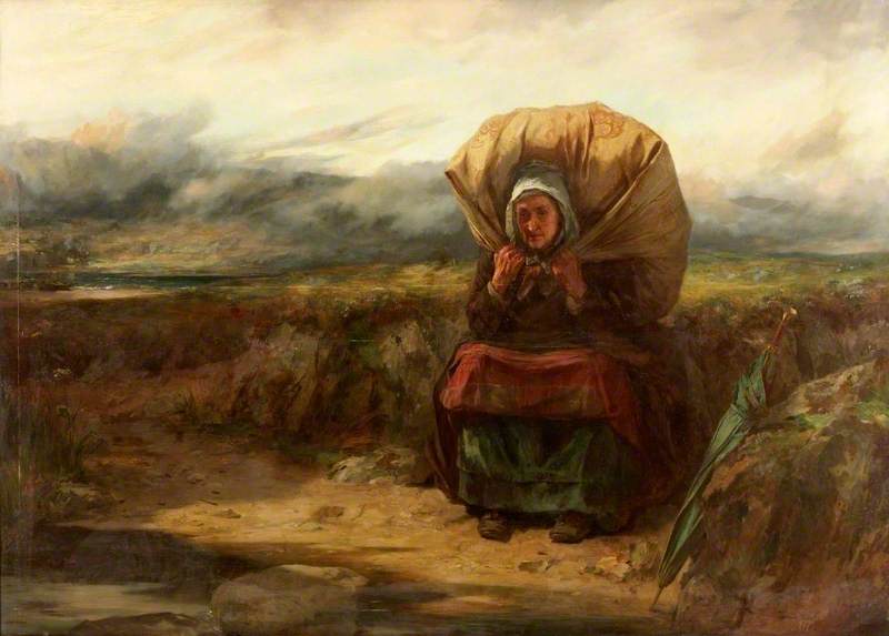 And with the burden of many years, vintage artwork by Thomas Faed RA HRSA, 12x8" (A4) Poster