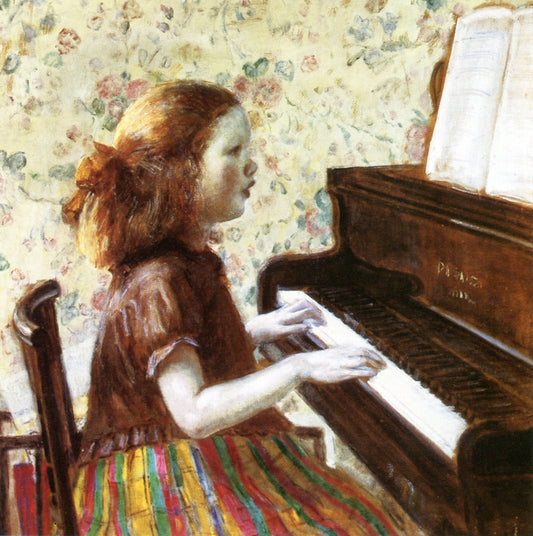 Child at Piano, vintage artwork by Frederick Carl Frieseke, 12x8" (A4) Poster