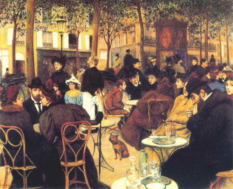 La Terrasse, vintage artwork by Federico Zandomeneghi, 12x8" (A4) Poster