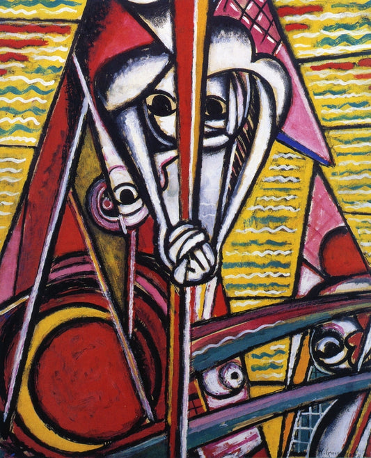Fauve Acrobats, vintage artwork by H. Lyman Saÿen, 12x8" (A4) Poster