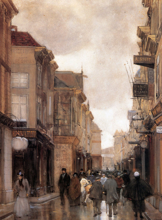 Grote Spuistraat Den Haag, vintage artwork by Floris Arntzenius, 12x8" (A4) Poster