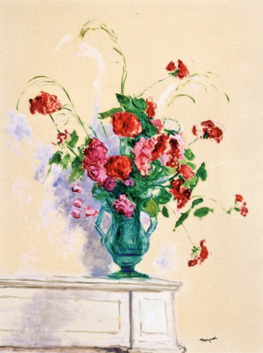 Bouquet in a Glass Vase, Algiers, vintage artwork by Albert Marquet, 12x8" (A4) Poster
