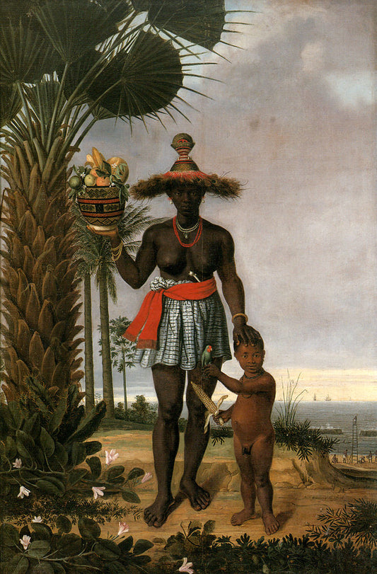 African Woman with a Child, vintage artwork by Albert Eckhout, 12x8" (A4) Poster