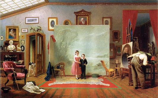 Interior with Portraits, vintage artwork by Thomas Le Clear, A3 (16x12") Poster Print