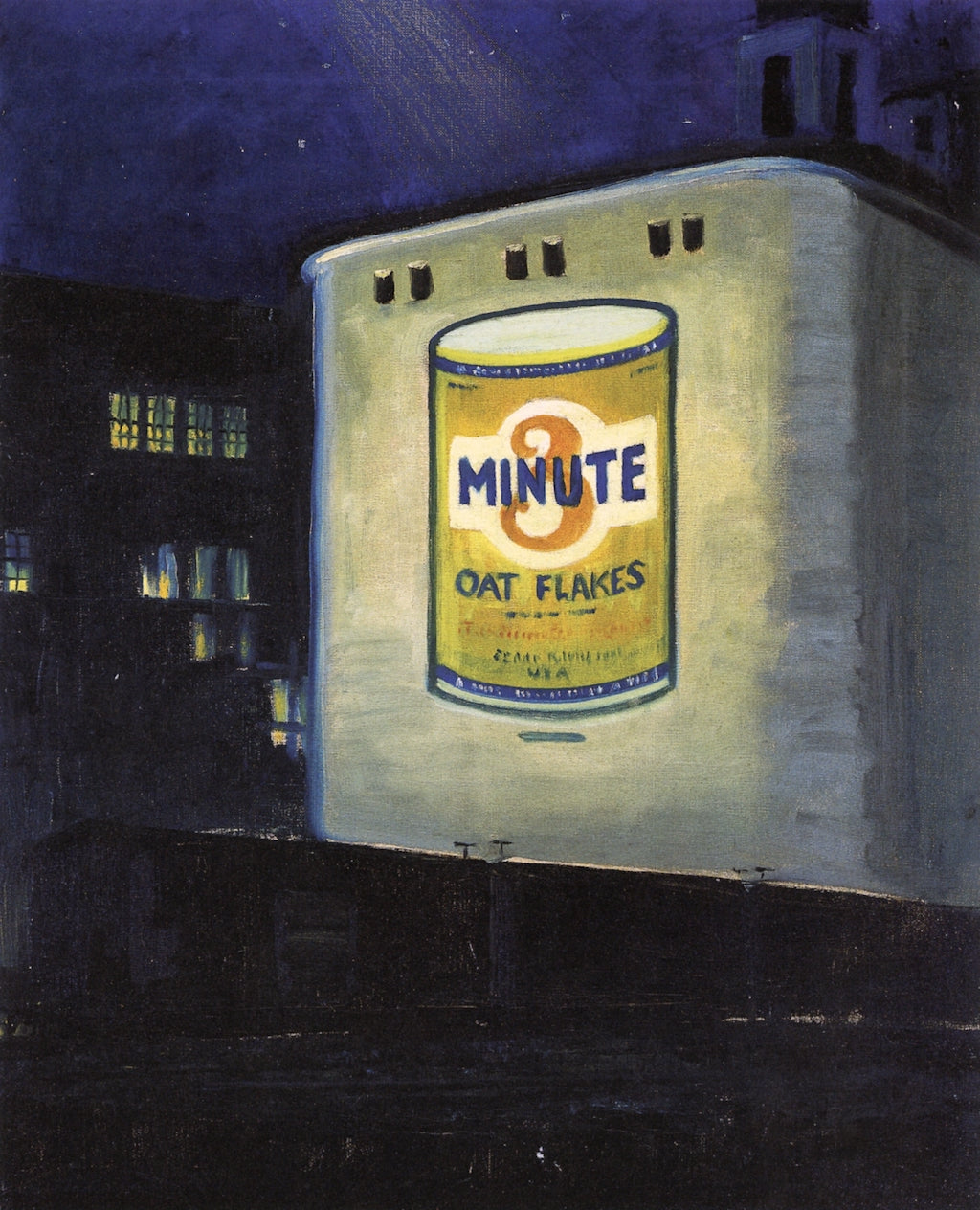 Night Scene, National Oats, vintage artwork by Grant Wood, 12x8" (A4) Poster