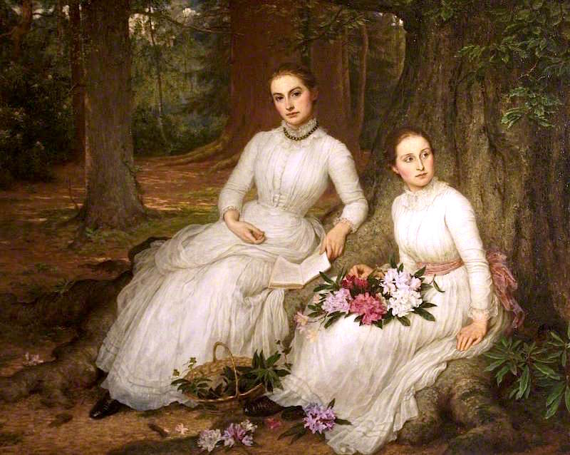 Kathleen and Marianne, the Daughters of Samuel Gurney Sheppard, vintage artwork by Louisa Starr Canziani, 12x8" (A4) Poster
