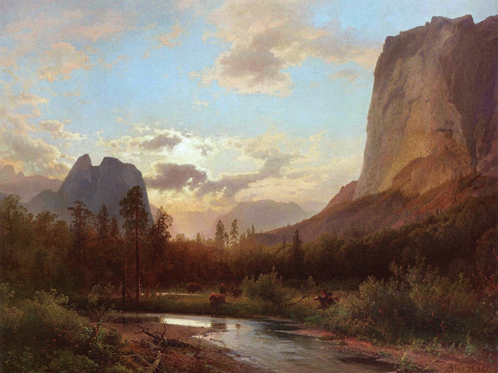 Buffalo Hunt, vintage artwork by Albert Bierstadt, 12x8" (A4) Poster