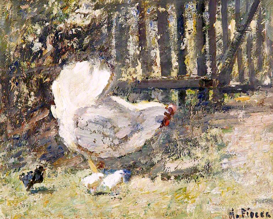 Chickens, vintage artwork by Harry Fidler, 12x8" (A4) Poster