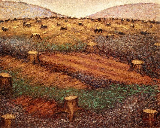 Tree Stumps, vintage artwork by Arnold Friedman, 12x8" (A4) Poster