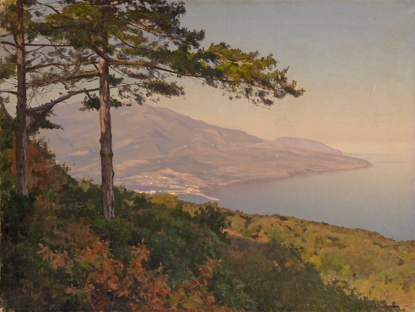 View of the Crimean Coast, vintage artwork by Iosif Krachkovsky, 12x8" (A4) Poster