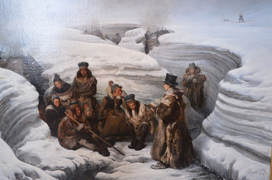 Pastor Laestadius Preaching to the Sami, vintage artwork by Francois-Auguste Biard, A3 (16x12") Poster Print