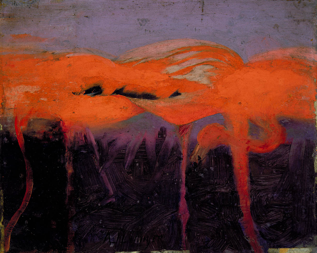 Red Flamingoes, vintage artwork by Abbott Handerson Thayer, 12x8" (A4) Poster