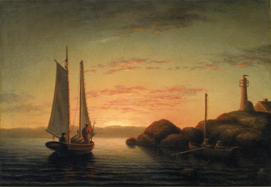 Sunset over Ten Pound Island, vintage artwork by Mary Blood Mellen, A3 (16x12") Poster Print
