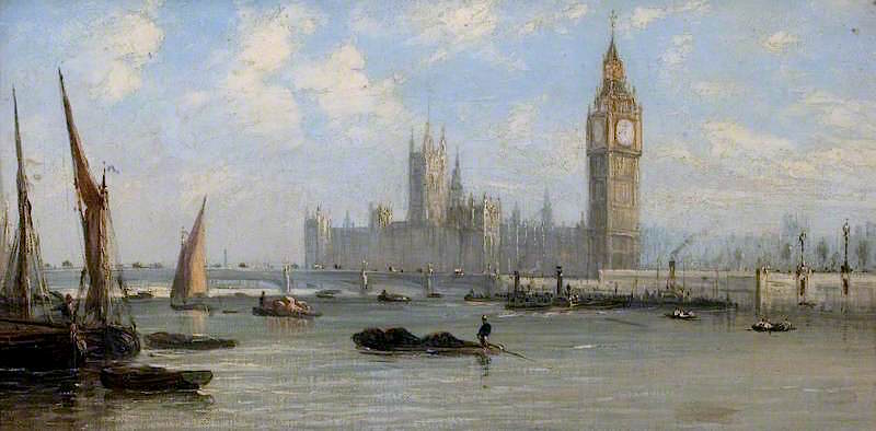 The Houses of Parliament, vintage artwork by George Chambers, Jr., 12x8" (A4) Poster