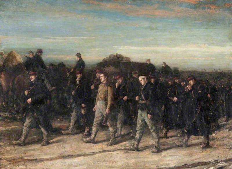 The Belgians on the March, vintage artwork by George Ogilvy Reid, 12x8" (A4) Poster