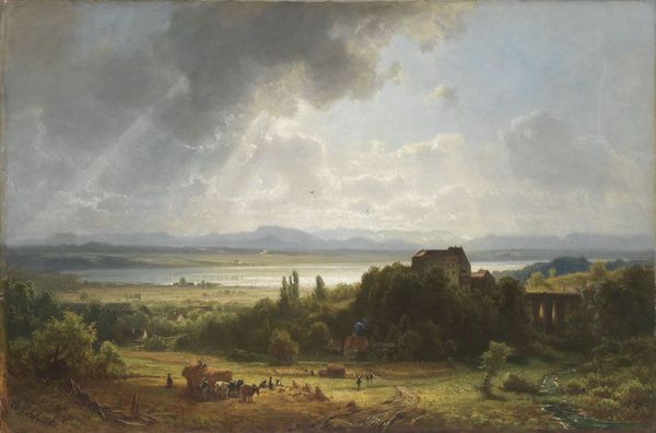 View of Lake Starnberger, vintage artwork by Eduard Schleich, A3 (16x12") Poster Print