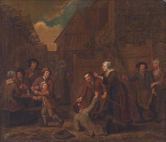 Brawl in the Tavern, vintage artwork by Peeter Snyers, 12x8" (A4) Poster