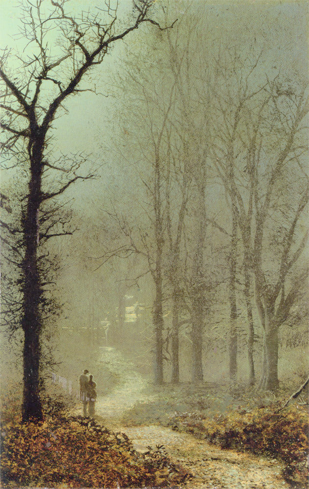 Lovers in a Wood, vintage artwork by John Atkinson Grimshaw, 12x8" (A4) Poster