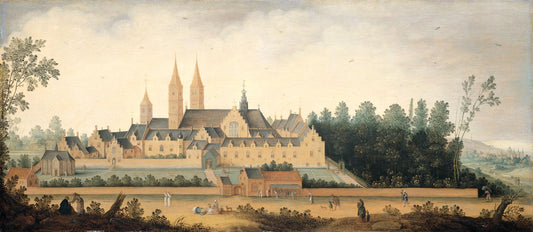 View of the abbey of Egmond-Binnen, vintage artwork by Claes van der Heck, 12x8" (A4) Poster