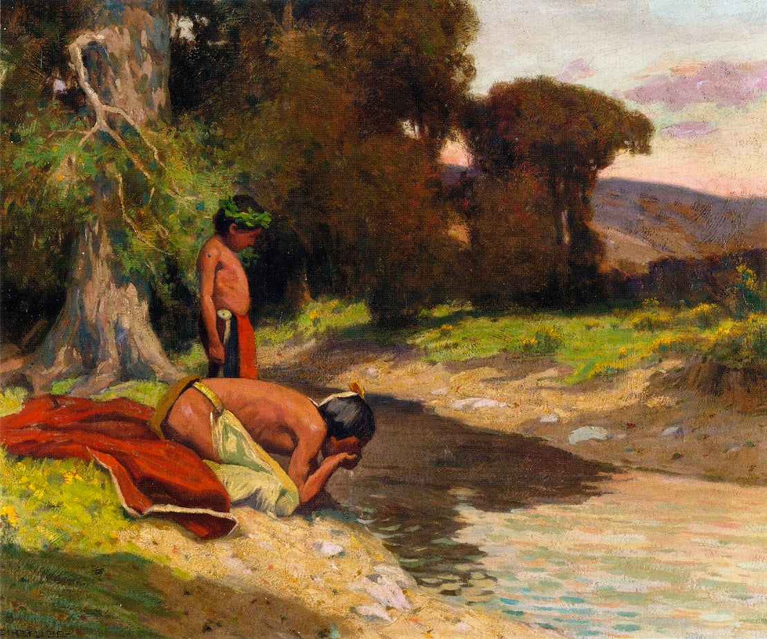 The Cooling Stream, vintage artwork by Eanger Irving Couse, 12x8" (A4) Poster