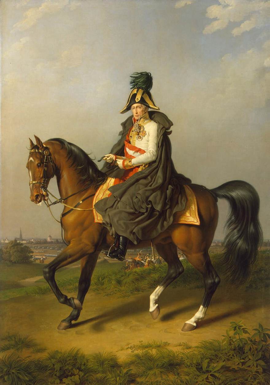 Equestrian Portrait of Franz I, vintage artwork by Johann Peter Krafft, 12x8" (A4) Poster