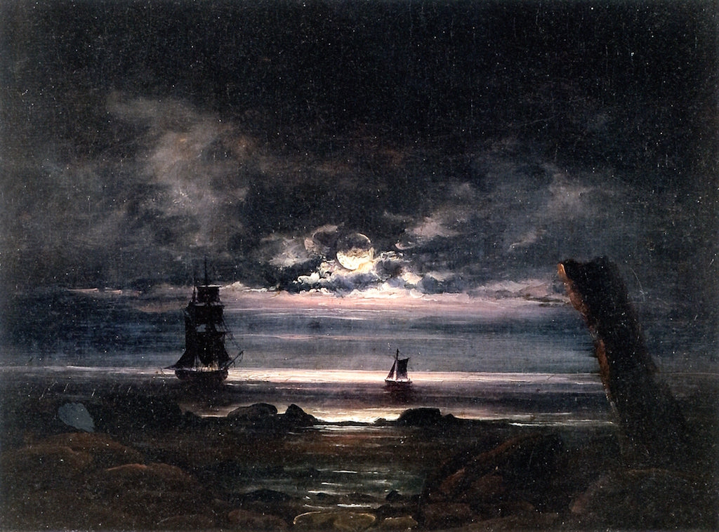 Moonlight on the Coast at Steigen, vintage artwork by Peder Balke, A3 (16x12") Poster Print