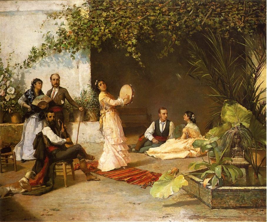 Performance in the Courtyard, vintage artwork by Manuel Wssel de Giumbarda, 12x8" (A4) Poster