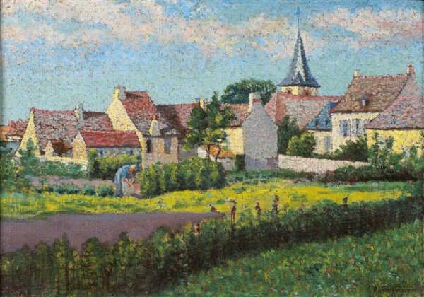 View of Guermantes, vintage artwork by Émile-Gustave Cavallo-Peduzzi, 12x8" (A4) Poster