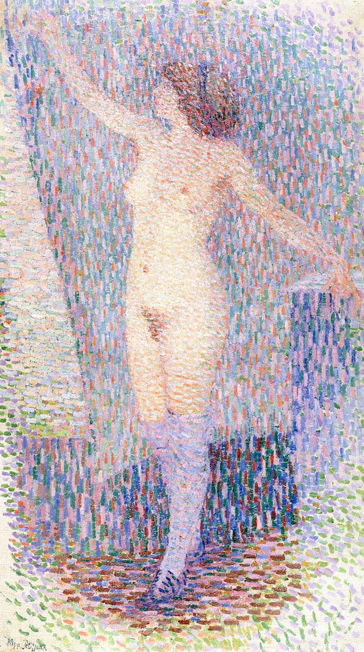 Nude with Veil, vintage artwork by Hippolyte Petitjean, 12x8" (A4) Poster