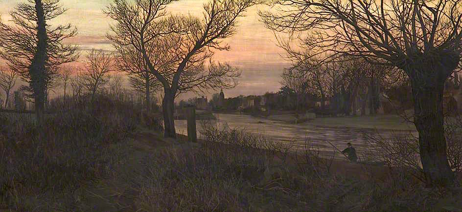 Sunrise before Rain, Sunbury-on-Thames, vintage artwork by Edwin Edwards, 12x8" (A4) Poster