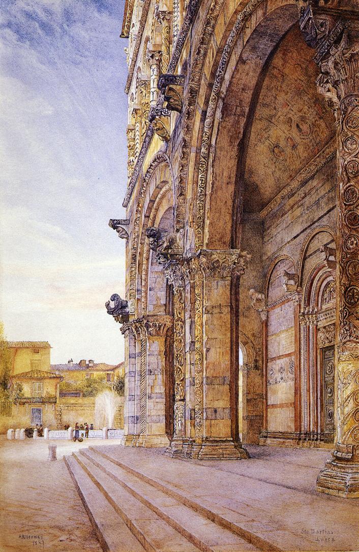 San Martino, Lucca, vintage artwork by Henry Roderick Newman, 12x8" (A4) Poster