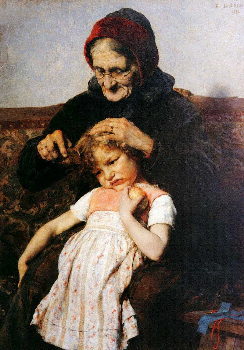 Grandmother and Grandchild by Georgios Jakobides,A3(16x12")Poster