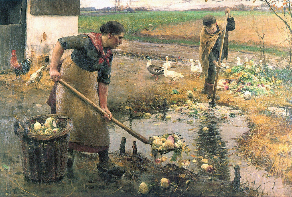 Washing Turnips, vintage artwork by Évariste Carpentier, 12x8" (A4) Poster